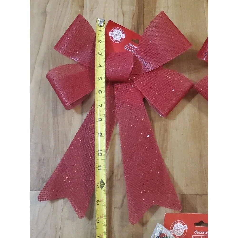 Christmas House Bows Lot Red Sparkle Red Trucks‎ Lot Of 7
